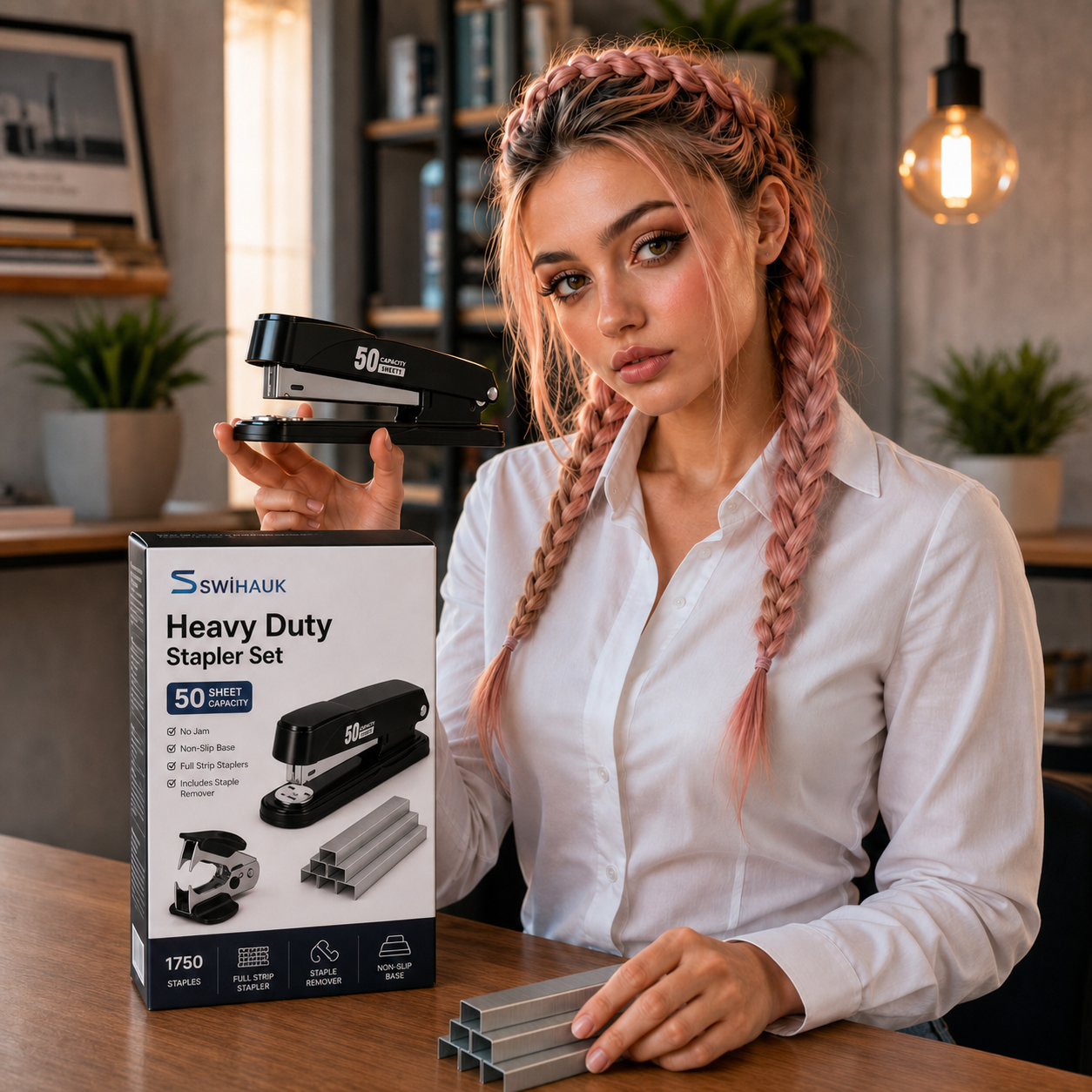 SwiHauk Heavy Duty Metal Desk Stapler - Model